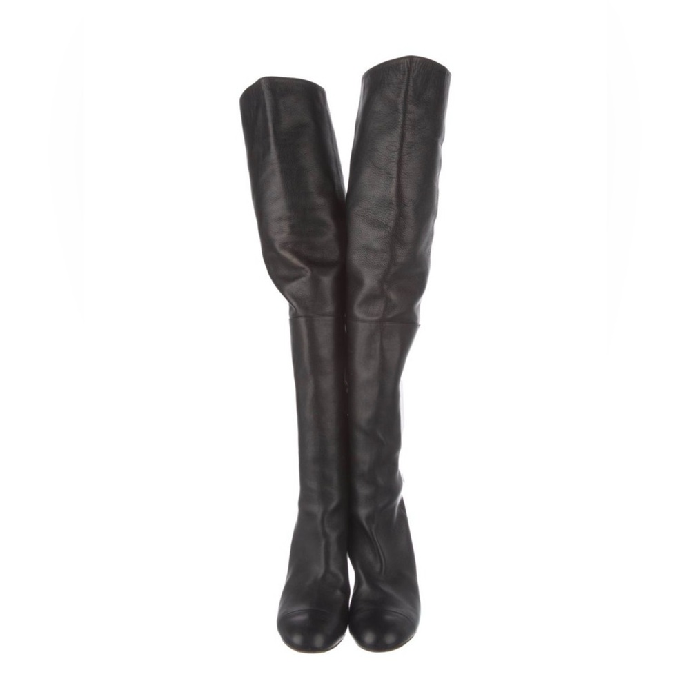 Channel Women's Over-the-Knee Leather High-Heel Boot - Black subtle CC - Picture 7 of 7